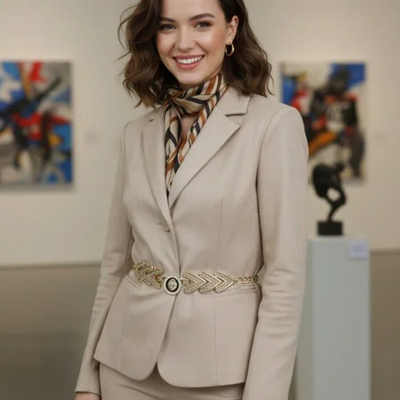 Women Gold Metal Chain Links Arrowhead Fashion Belt Lion Head Coin Charm M L XL - Picture 12 of 17